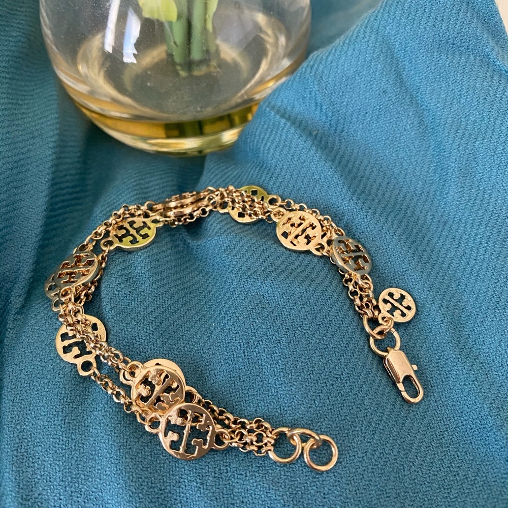Tory Burch Logo 3-Chain Gold Bracelet